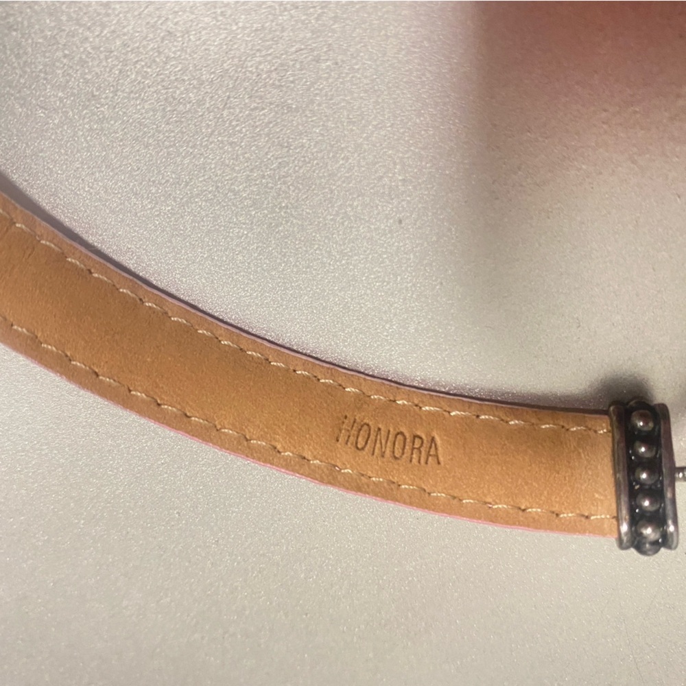 NWOT Honora 925 Sterling Silver Pink Genuine Leather Pearl Chocker Necklace - Picture 8 of 9